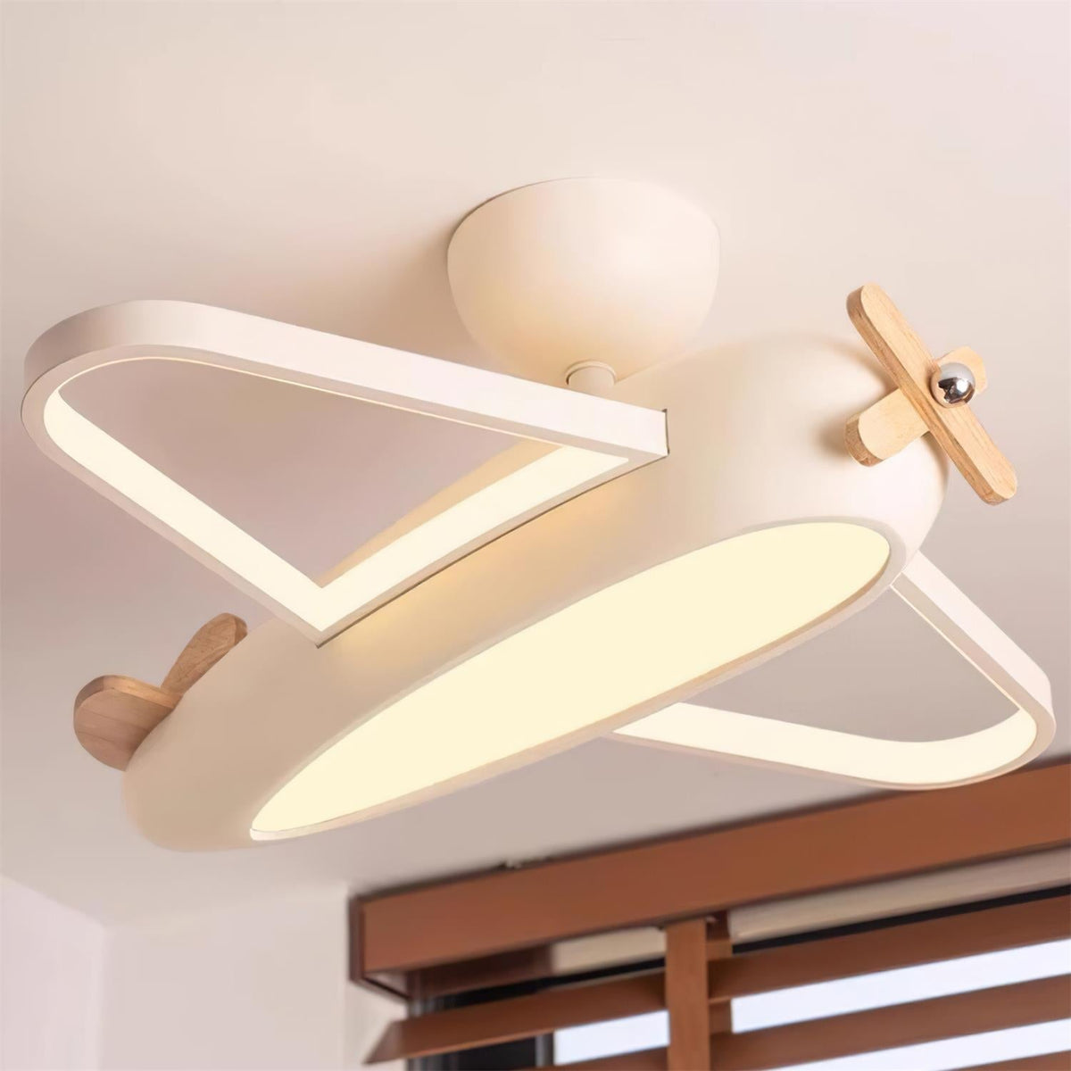 Nowoczesna Lampa Sufitowa w Kształcie Samolotu z Drewnianym Śmigłem - 17