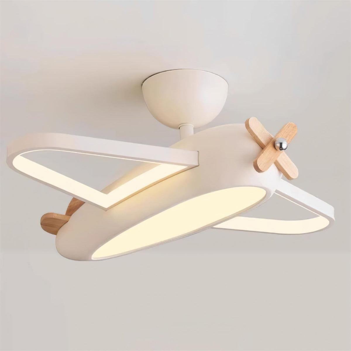 Nowoczesna Lampa Sufitowa w Kształcie Samolotu z Drewnianym Śmigłem - 7