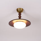 Nowoczesna Lampa Sufitowa z Drewnianym Kloszem i Mosiężnymi Detalami - 16