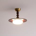 Nowoczesna Lampa Sufitowa z Drewnianym Kloszem i Mosiężnymi Detalami - 24