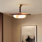 Nowoczesna Lampa Sufitowa z Drewnianym Kloszem i Mosiężnymi Detalami - 7