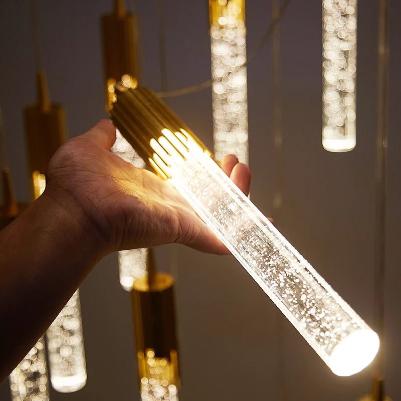 Nowoczesna Lampa Wisząca w Kształcie Cylindra ze Szklanym Kloszem - 4