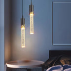 Nowoczesna Lampa Wisząca w Kształcie Cylindra ze Szklanym Kloszem - Złoty