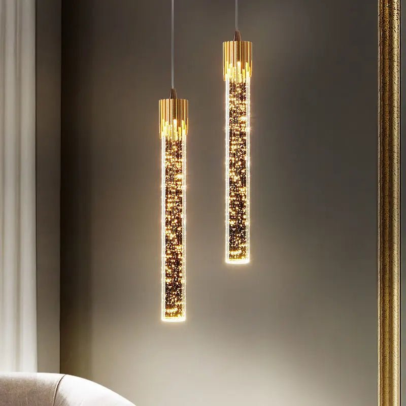 Nowoczesna Lampa Wisząca w Kształcie Cylindra ze Szklanym Kloszem - 8