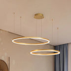 Nowoczesna Lampa Wisząca z Okrągłymi Pierścieniami - Złota rama