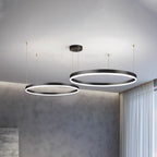 Nowoczesna Lampa Wisząca z Okrągłymi Pierścieniami - Czarna rama