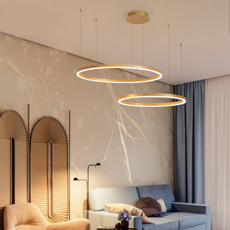 Nowoczesna Lampa Wisząca z Okrągłymi Pierścieniami - 5