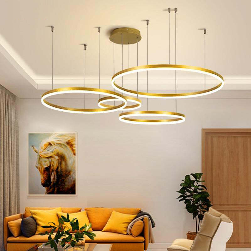 Nowoczesna Lampa Wisząca z Okrągłymi Pierścieniami - 8