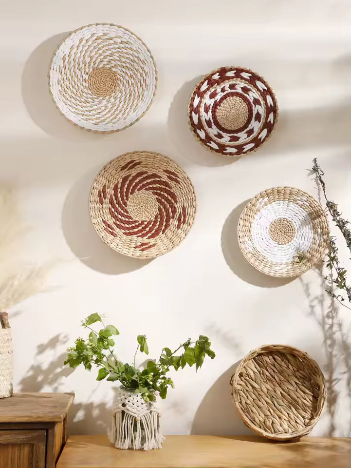 Ozdobny Kosz Ścienny Pleciony Boho z Wzorem Spiralnym - 4