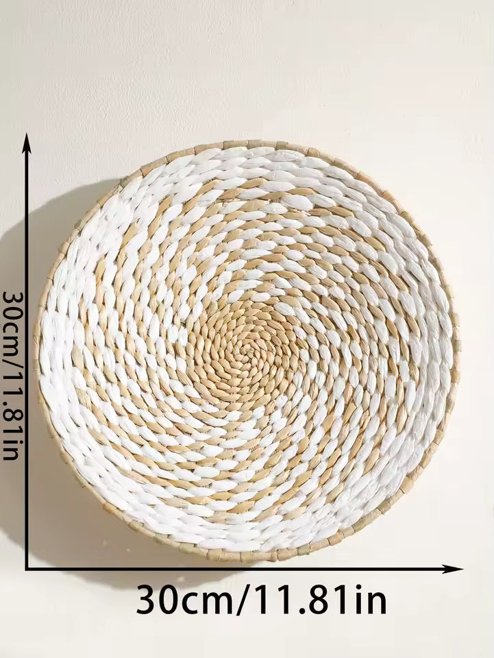 Ozdobny Kosz Ścienny Pleciony Boho z Wzorem Spiralnym
