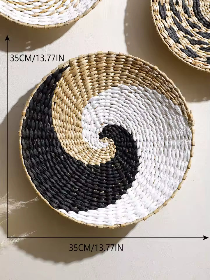 Ozdobny Kosz Ścienny Pleciony Boho z Wzorem Spiralnym - 8