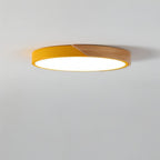 Plafon Sufitowy LED z Drewnianym Akcentem Okrągły i Kwadratowy - Żółty Okrągły