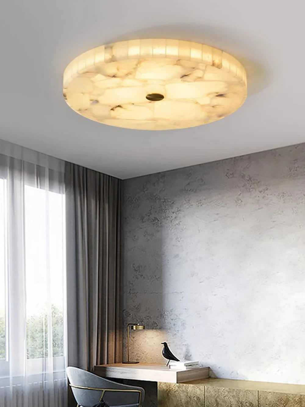 Lampa Sufitowa Art Deco z Kloszem z Alabastru - 17
