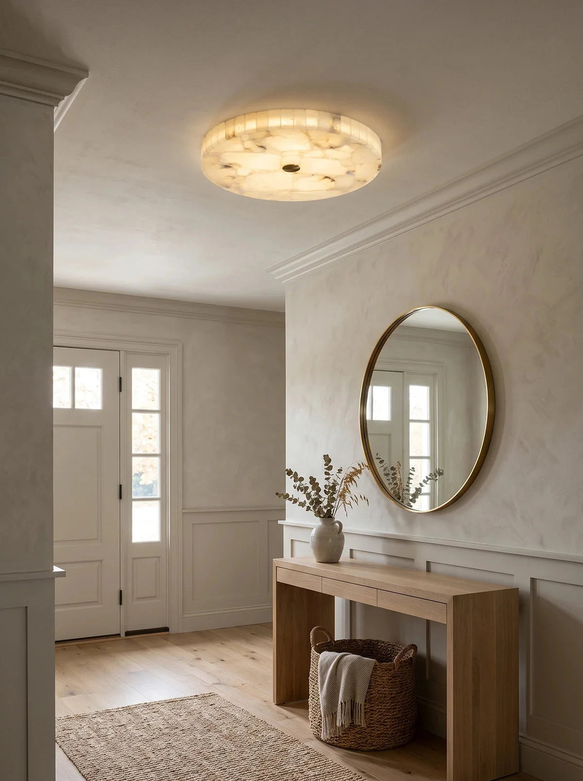 Lampa Sufitowa Art Deco z Kloszem z Alabastru - Biały