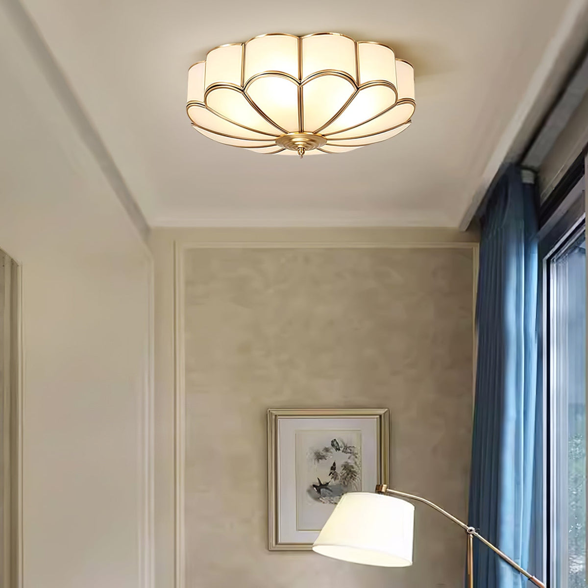 Lampa Sufitowa Art Deco z Matowymi Kloszami w Kształcie Kwiatu - 26