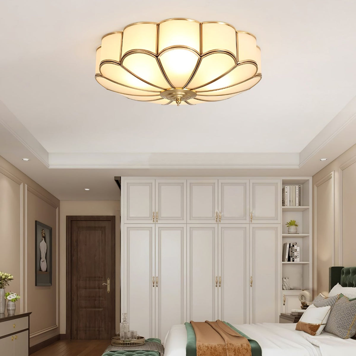 Lampa Sufitowa Art Deco z Matowymi Kloszami w Kształcie Kwiatu - 27