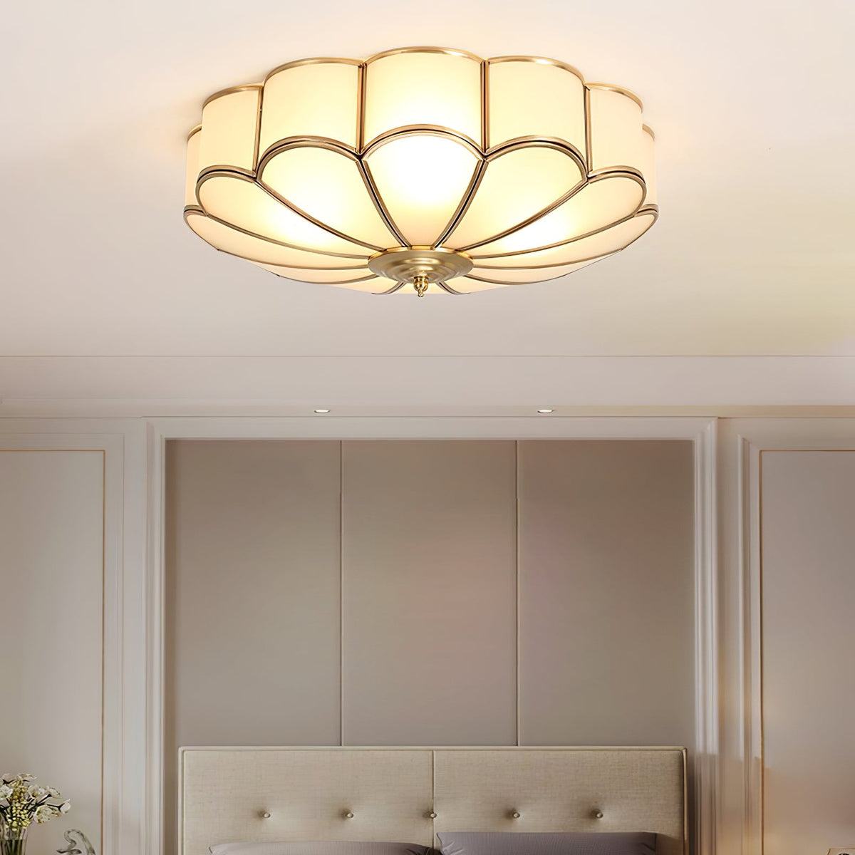 Lampa Sufitowa Art Deco z Matowymi Kloszami w Kształcie Kwiatu - 29