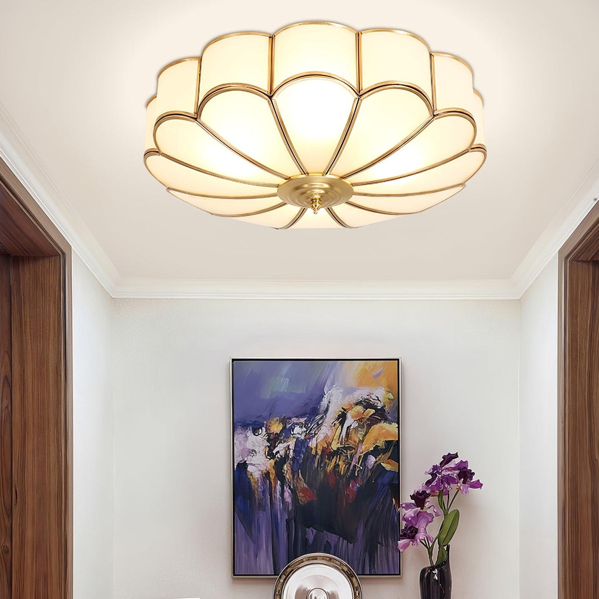 Lampa Sufitowa Art Deco z Matowymi Kloszami w Kształcie Kwiatu - 31