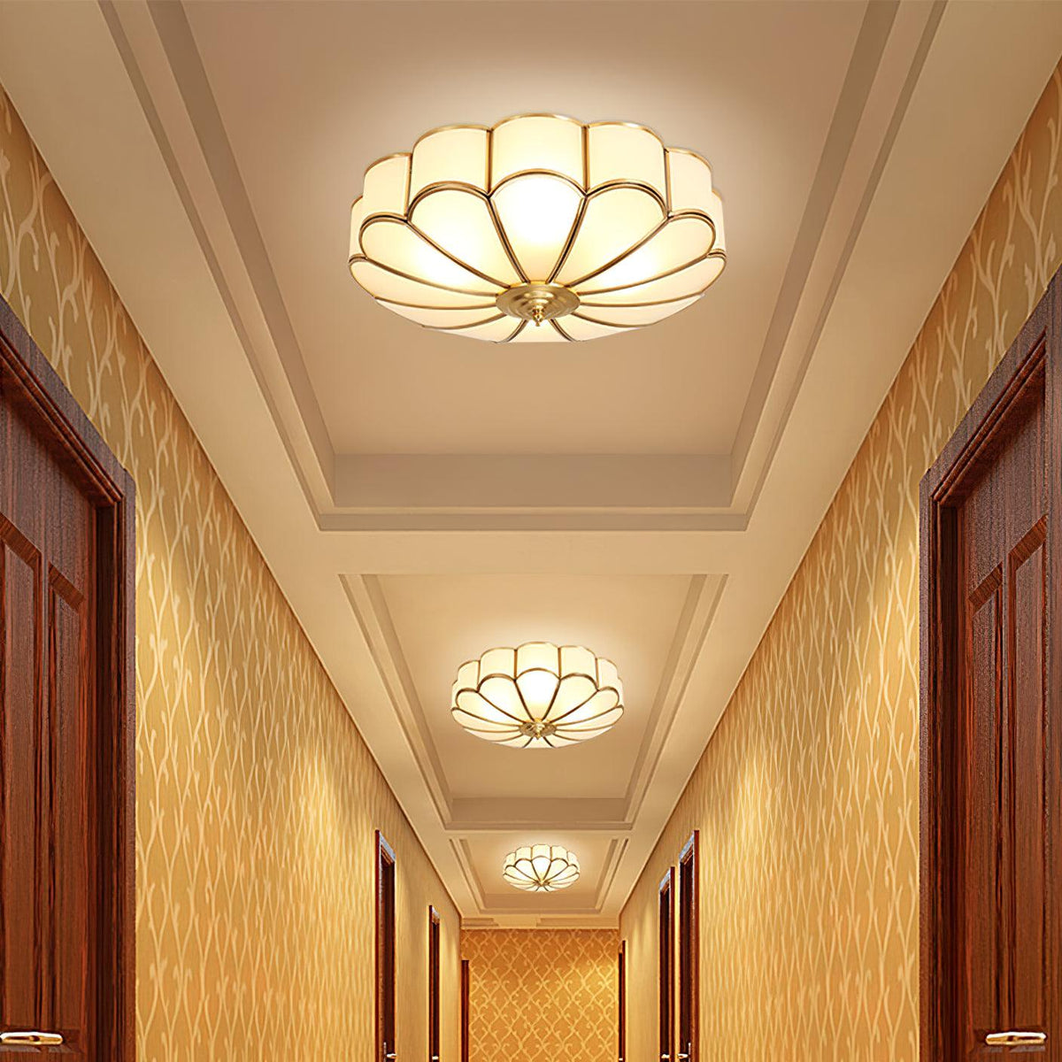 Lampa Sufitowa Art Deco z Matowymi Kloszami w Kształcie Kwiatu - 32