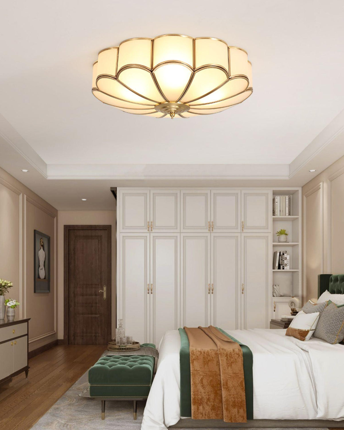 Lampa Sufitowa Art Deco z Matowymi Kloszami w Kształcie Kwiatu - 35