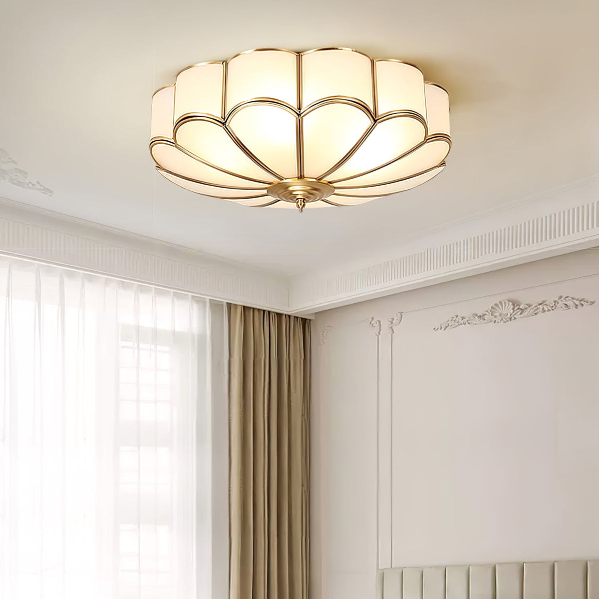 Lampa Sufitowa Art Deco z Matowymi Kloszami w Kształcie Kwiatu - 9