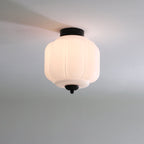 Lampa Sufitowa Art Deco ze Szklanym Kloszem - Czarny/Biały