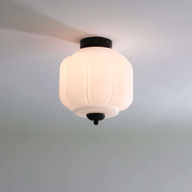 Lampa Sufitowa Art Deco ze Szklanym Kloszem - Czarny/Biały