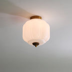 Lampa Sufitowa Art Deco ze Szklanym Kloszem - Złoty/Biały