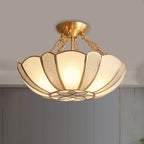 Lampa Sufitowa Art Deco z Kloszem ze Szkła Opalowego i Mosiądzu - 6