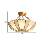 Lampa Sufitowa Art Deco z Kloszem ze Szkła Opalowego i Mosiądzu - 7
