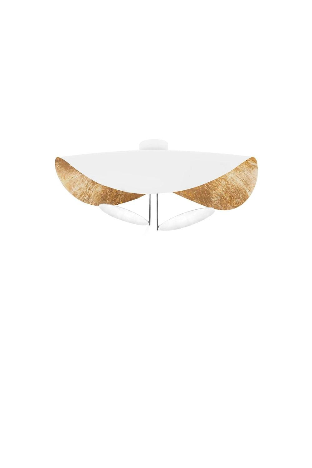 Lampa Sufitowa Art Deco z Falistym Kloszem - Biały/Złoty