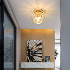 Lampa Sufitowa Art Deco z Kryształowym Kloszem - Złoty