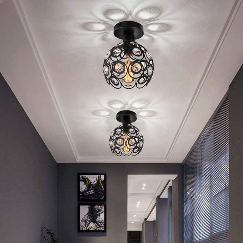 Lampa Sufitowa Art Deco z Kryształowym Kloszem - Czarny