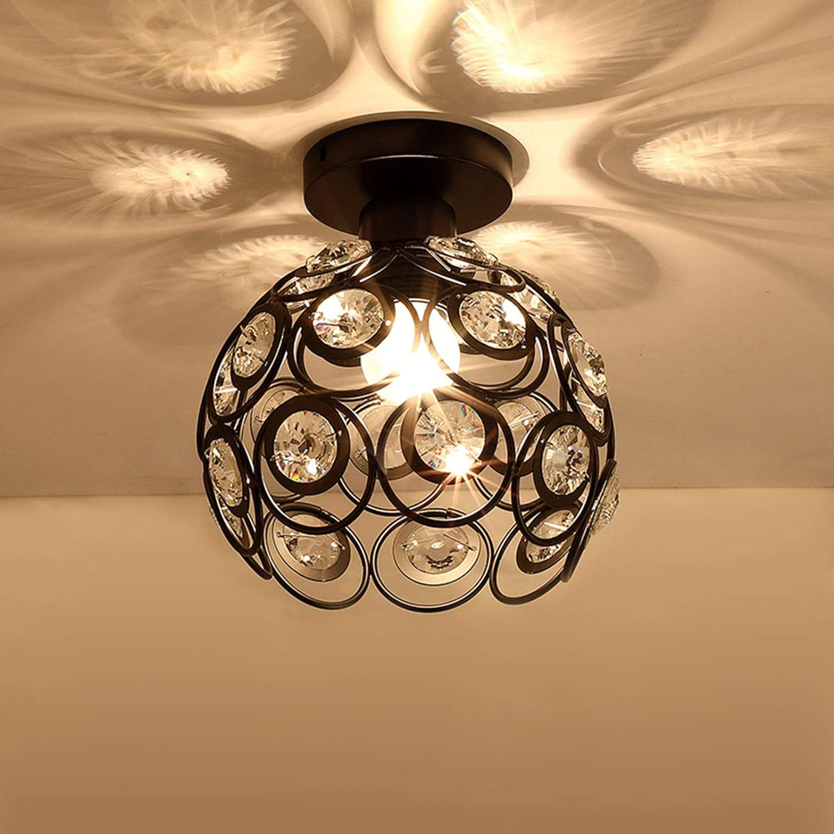Lampa Sufitowa Art Deco z Kryształowym Kloszem - 16