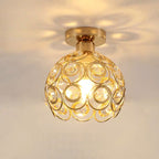 Lampa Sufitowa Art Deco z Kryształowym Kloszem - Złoty