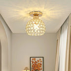 Lampa Sufitowa Art Deco z Kryształowym Kloszem - Złoty
