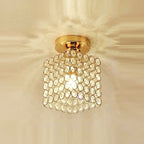 Lampa Sufitowa Art Deco z Kryształowym Kloszem - Złoty
