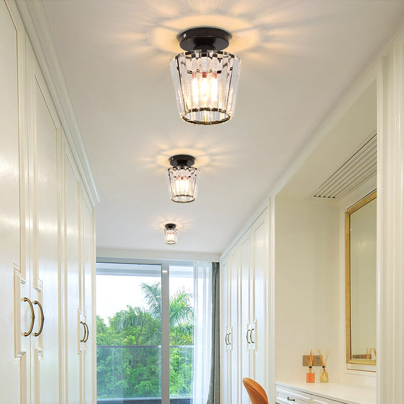 Lampa Sufitowa Art Deco z Kryształowym Kloszem - Czarny