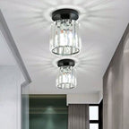 Lampa Sufitowa Art Deco z Kryształowym Kloszem - Czarny