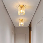 Lampa Sufitowa Art Deco z Kryształowym Kloszem - Złoty