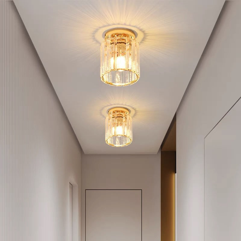 Lampa Sufitowa Art Deco z Kryształowym Kloszem - Złoty