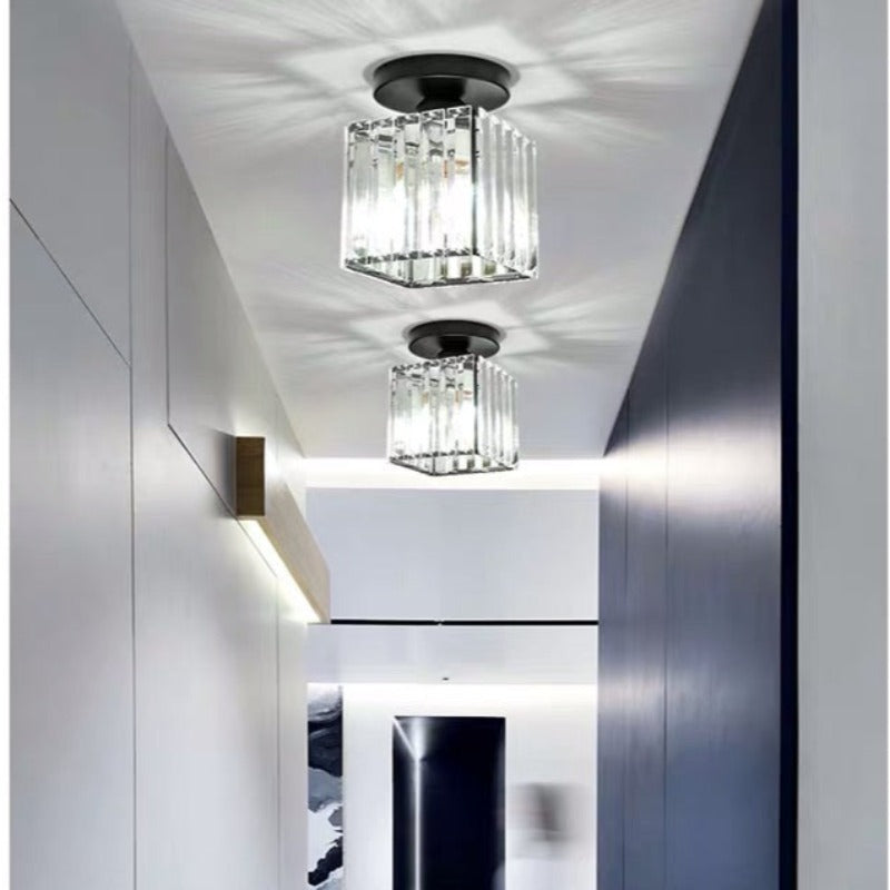 Lampa Sufitowa Art Deco z Kryształowym Kloszem - Czarny