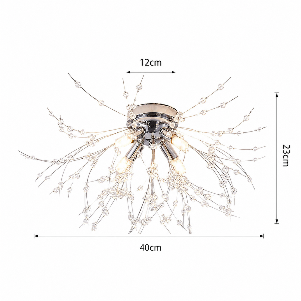 Lampa Sufitowa Art Deco z Kryształowymi Gałązkami - 17