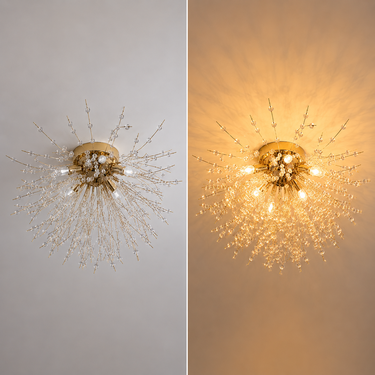 Lampa Sufitowa Art Deco z Kryształowymi Gałązkami - 8