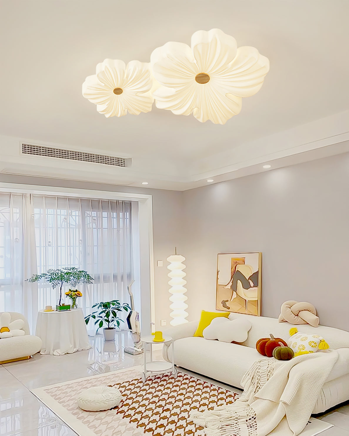 Lampa Sufitowa Kwiat Nowoczesna z Drewnianym Detalem - 12
