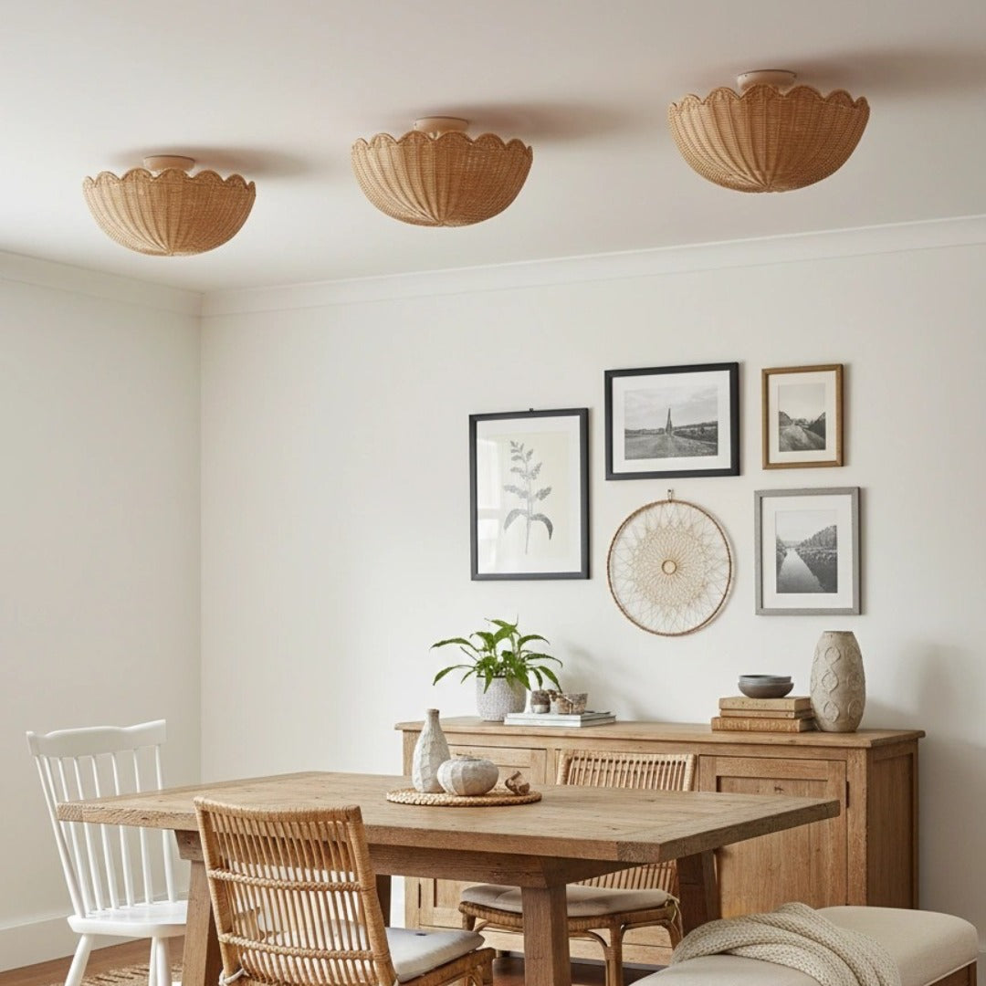 Lampa Sufitowa Boho z Plecionym Rattanowym Kloszem - 8