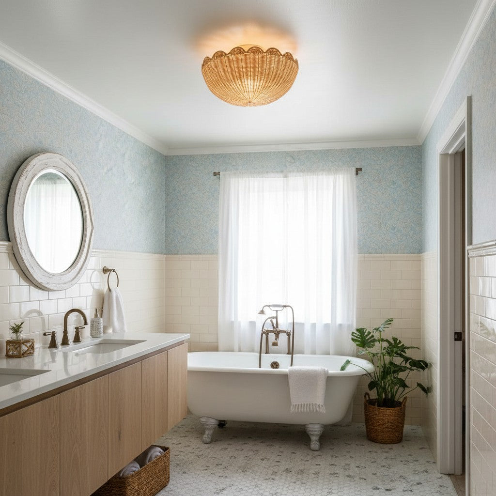 Lampa Sufitowa Boho z Plecionym Rattanowym Kloszem - 10