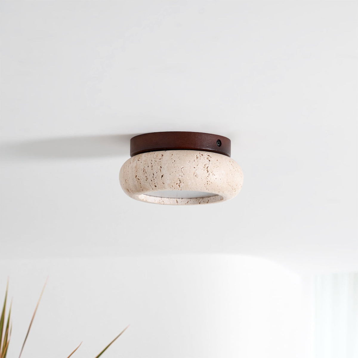 Lampa Sufitowa Bohemian z Okrągłym Kloszem z Trawertynu - 8
