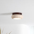 Lampa Sufitowa Bohemian z Okrągłym Kloszem z Trawertynu - 9
