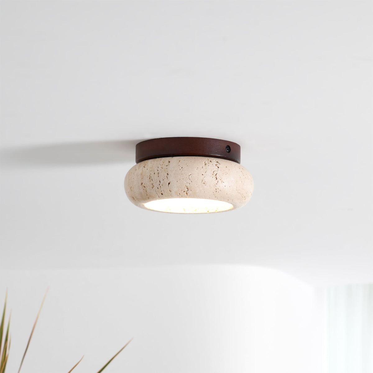 Lampa Sufitowa Bohemian z Okrągłym Kloszem z Trawertynu - 9